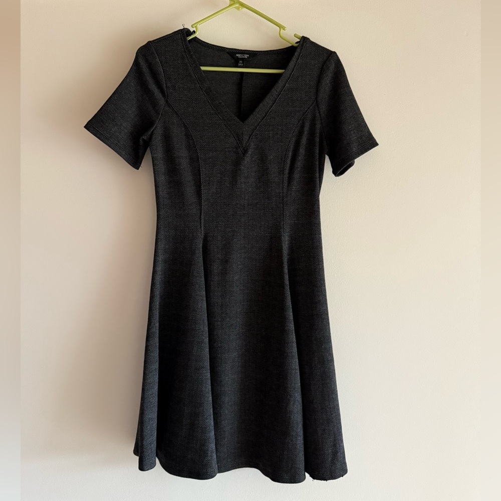 Simply Vera Vera Wang Charcoal Tweed V-Neck Mini Dress